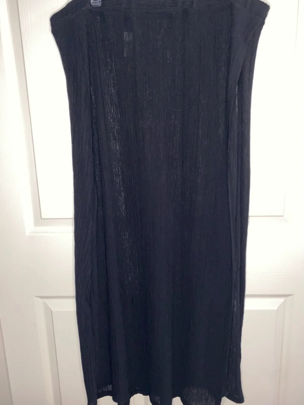 Nova Swim Sheer Black Ribbed Beach Maxi Skirt, Swim Coverup